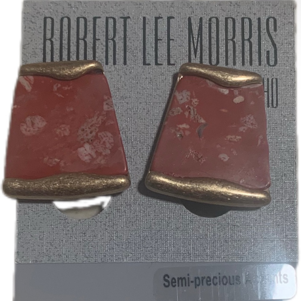 Robert Lee Morris Red and Gold Clip On Earrings.